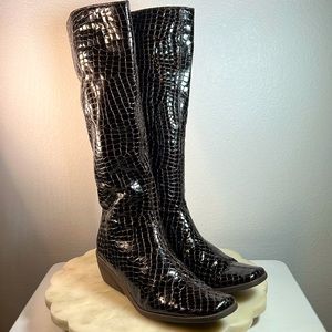 Women’s Carlo Rossetti deep brown animal print knees boots Sz 8